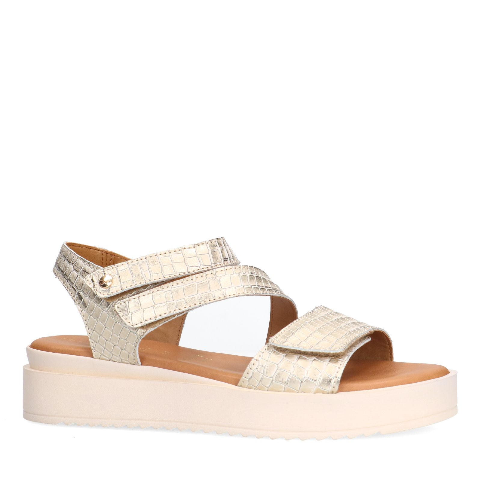 Gouden leren croco sandalen