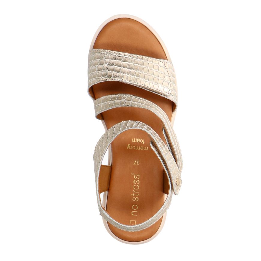Gouden leren croco sandalen