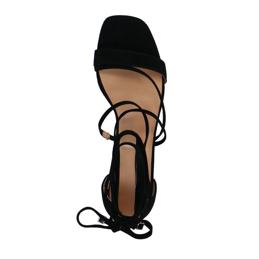 Zwarte suède sandalen met hak