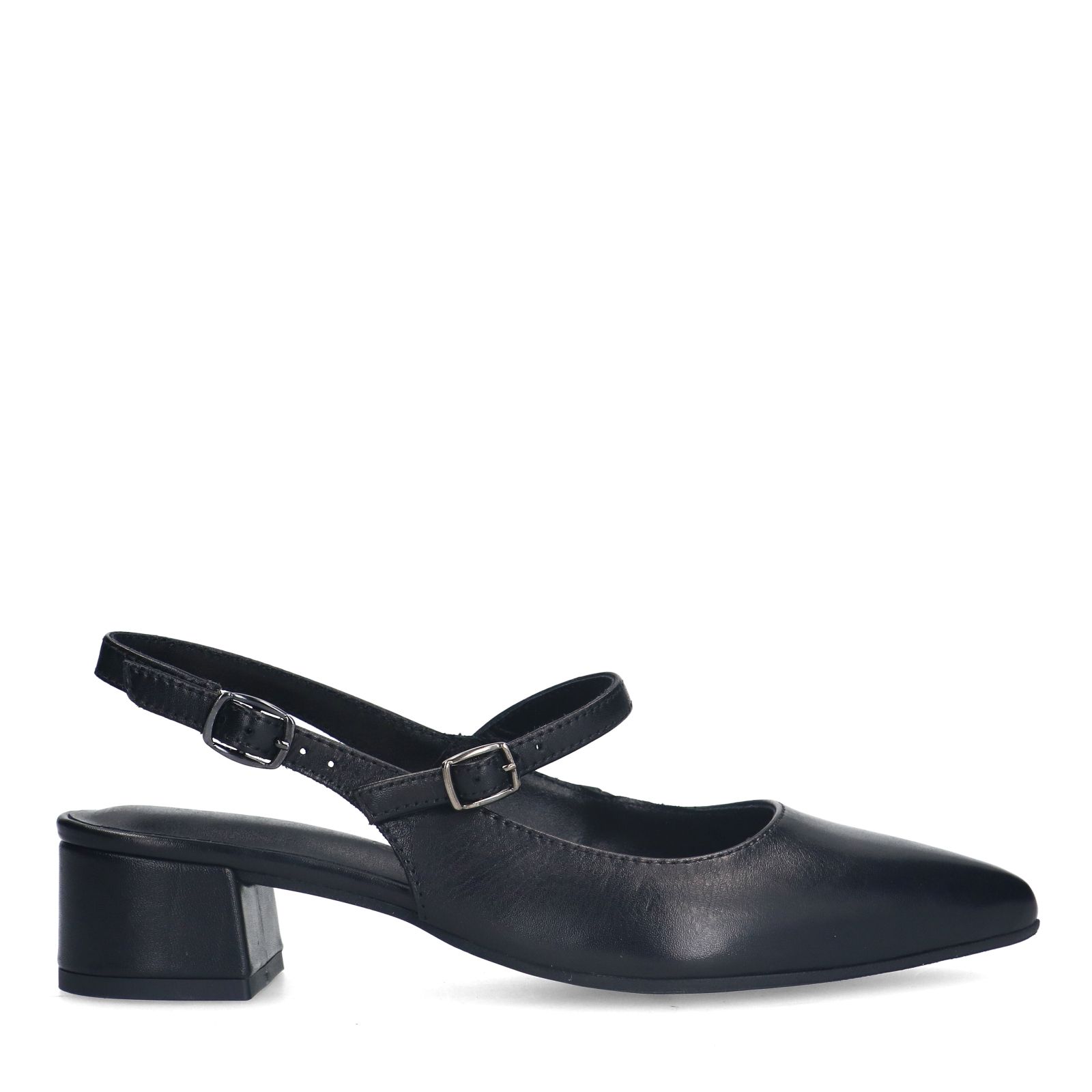 Schwarze Slingbackpumps aus Leder