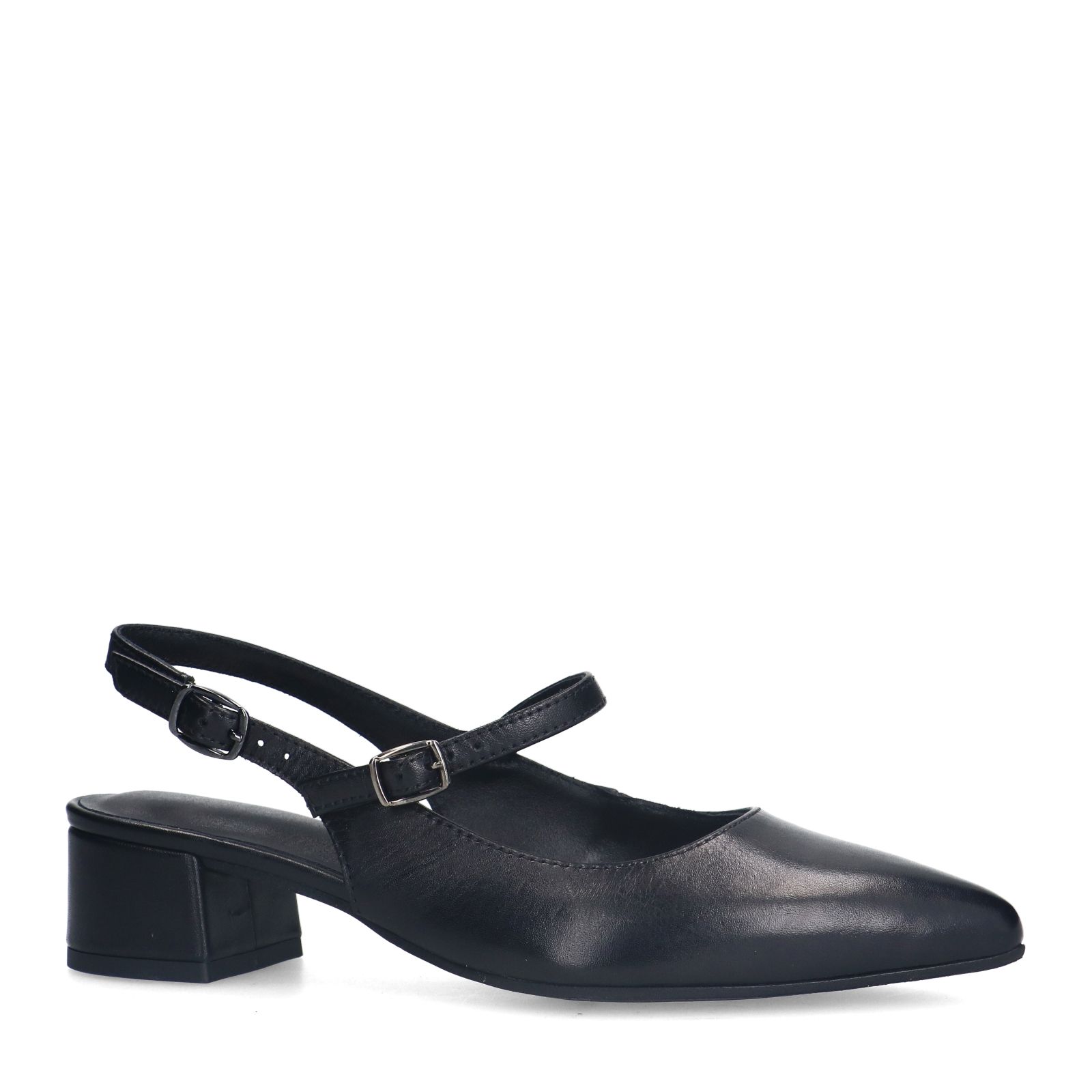 Schwarze Slingbackpumps aus Leder