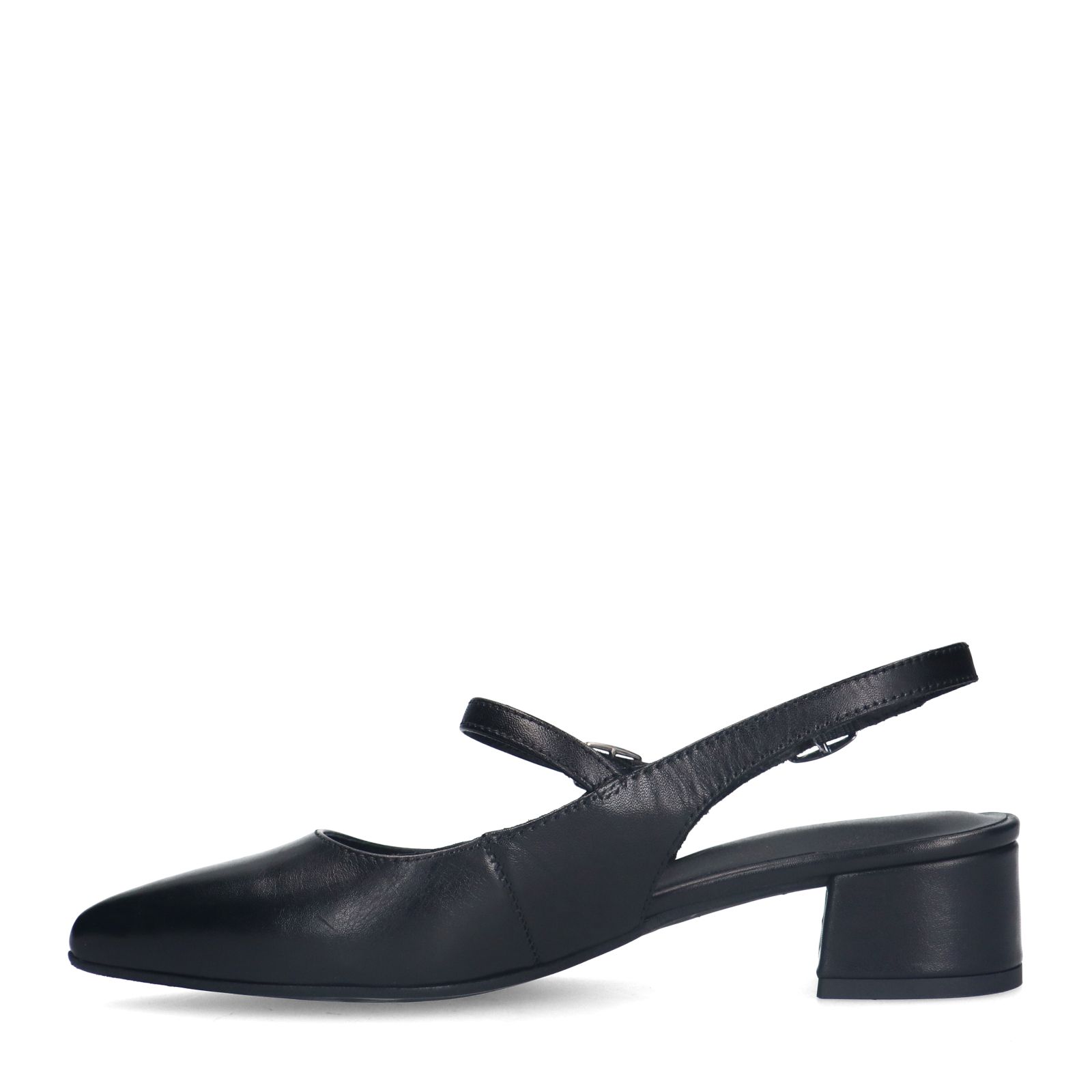 Schwarze Slingbackpumps aus Leder