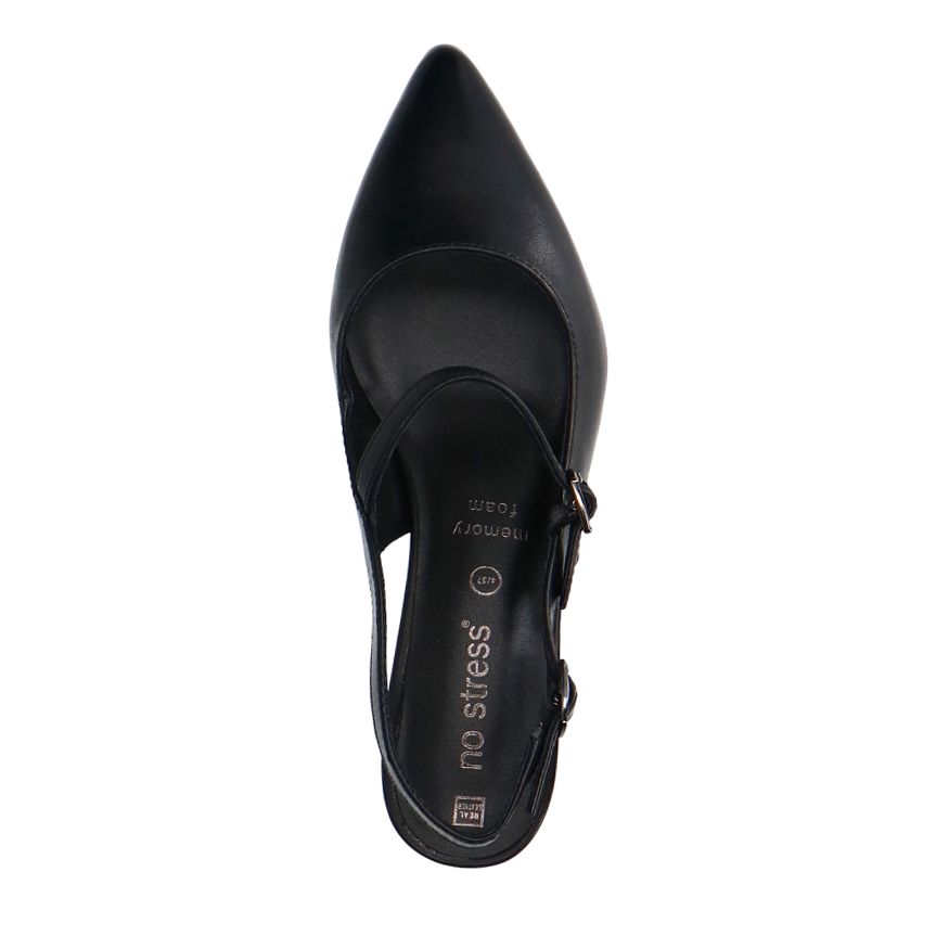 Schwarze Slingbackpumps aus Leder