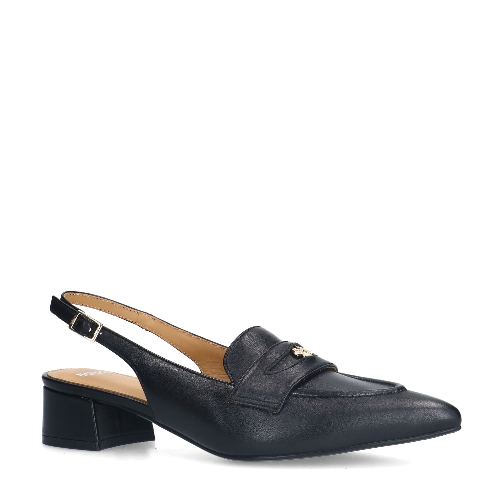 Schwarze Slingbackpumps aus Leder