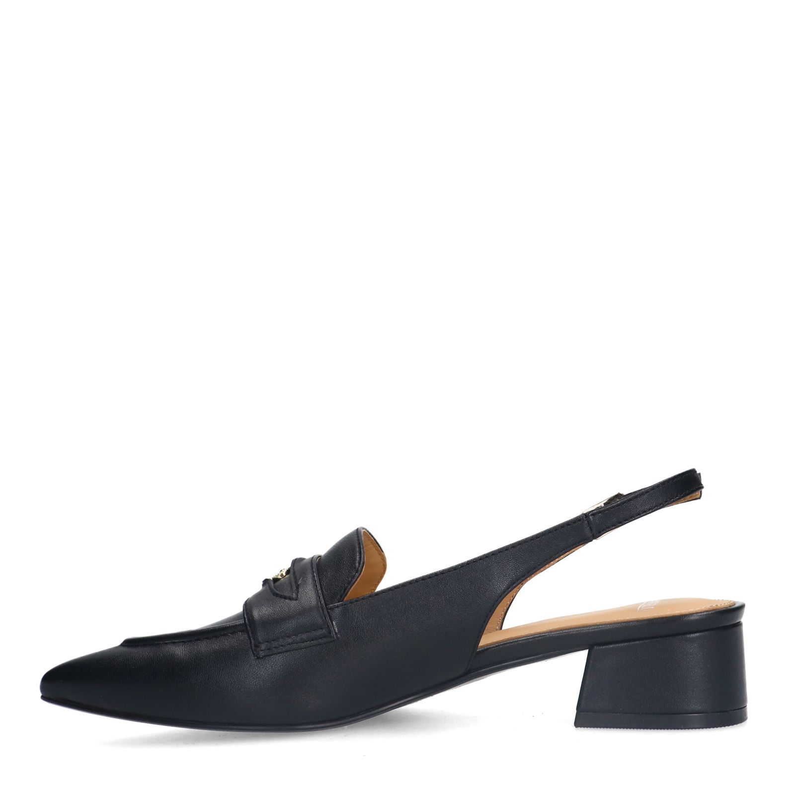 Schwarze Slingbackpumps aus Leder