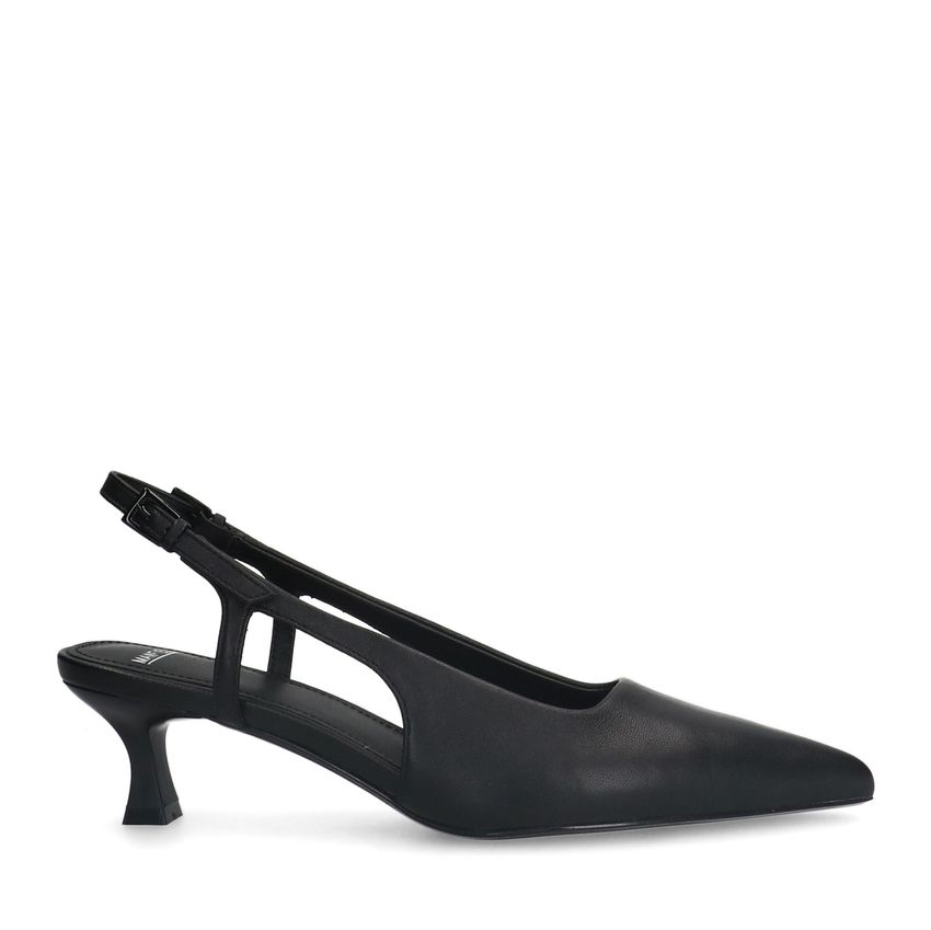 Schwarze Slingbackpumps aus Leder