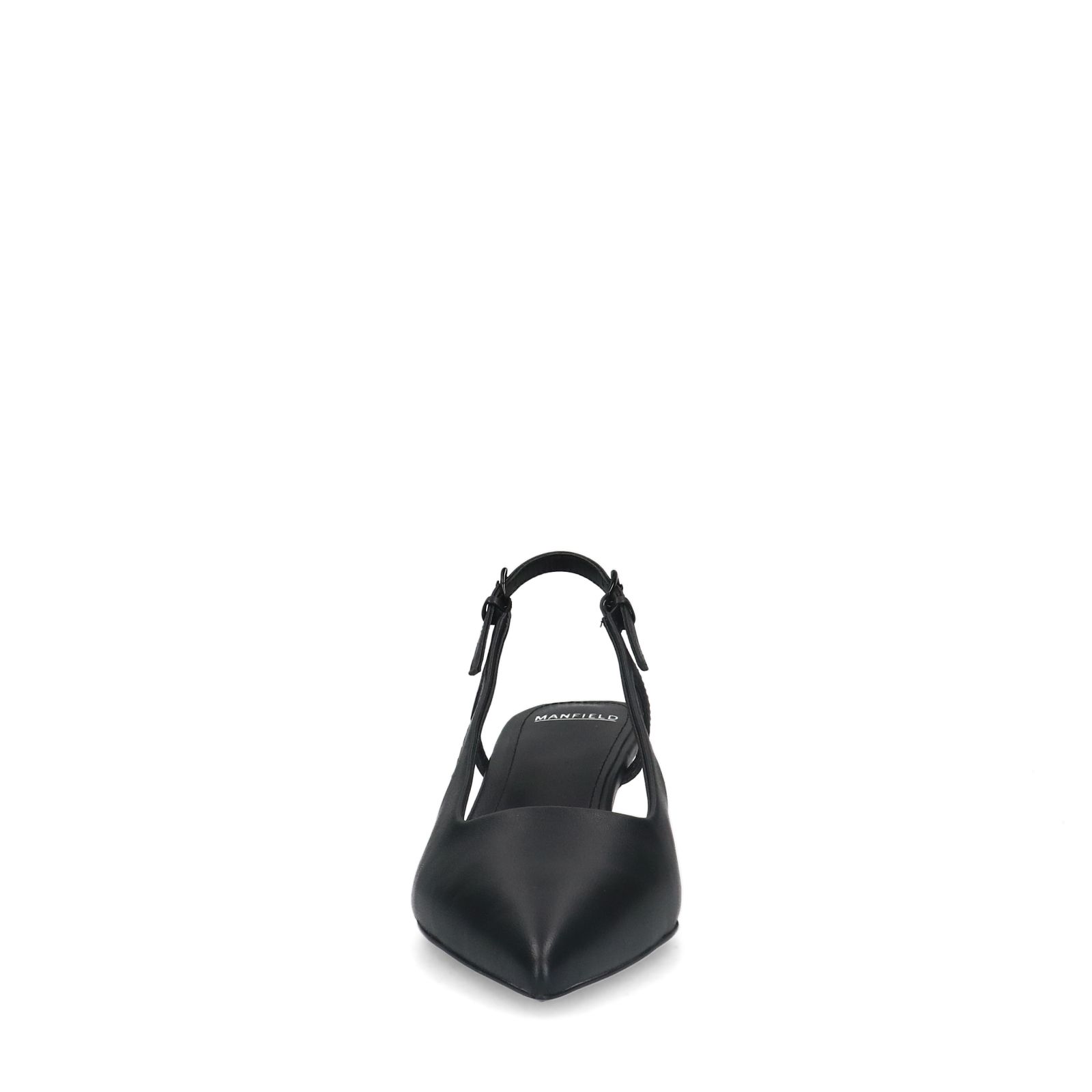 Zwarte leren slingback pumps