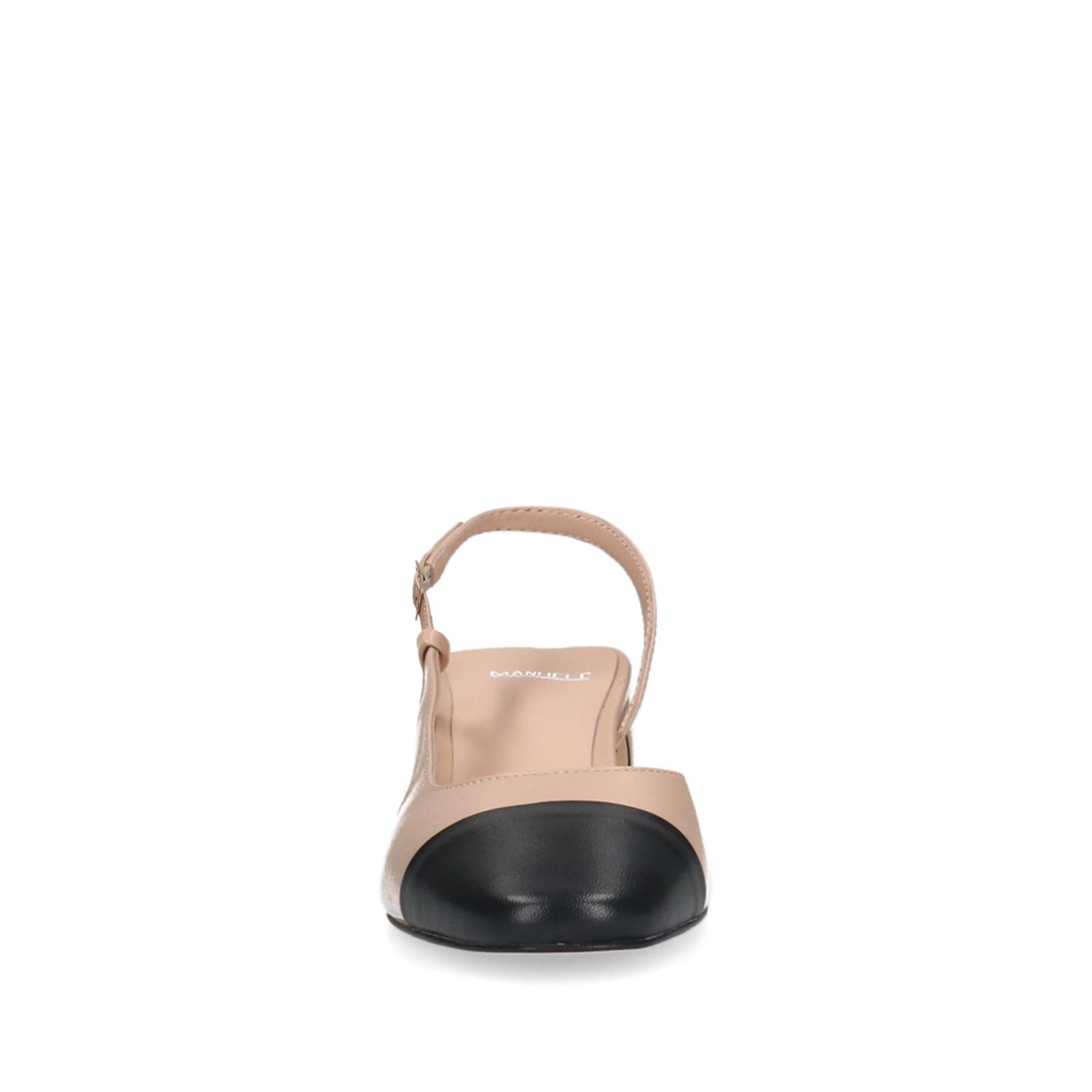 Beige leren slingback pumps