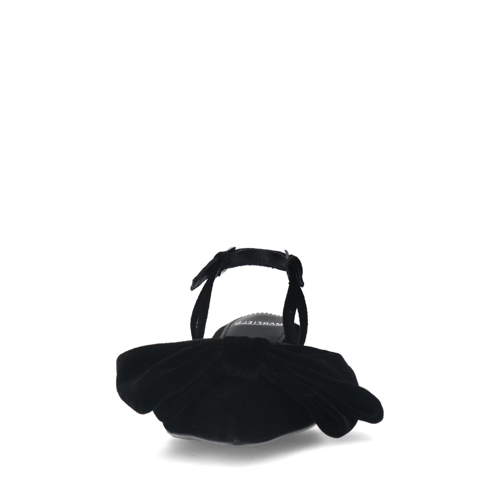 Zwarte velours slingbacks met strik