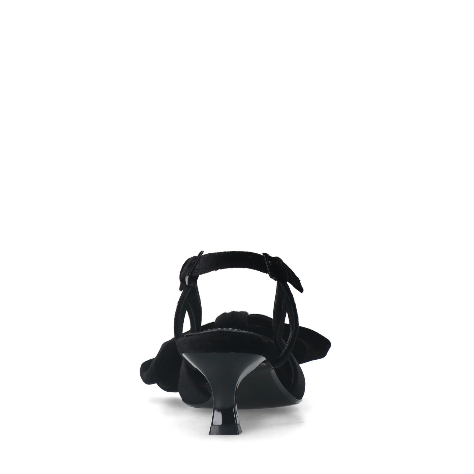 Schwarze Veloursleder-Slingbacks mit Schleife