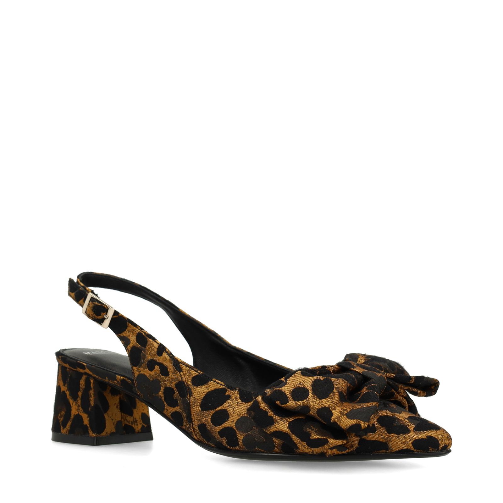Zwarte leopard slingbacks met strik