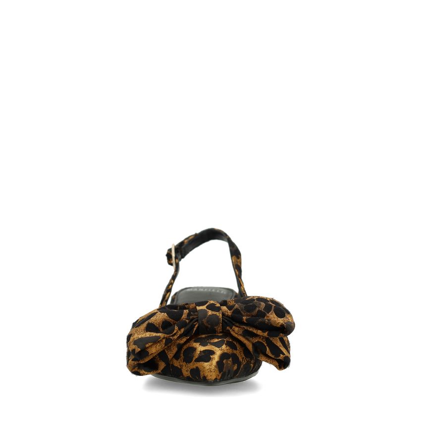Zwarte leopard slingbacks met strik