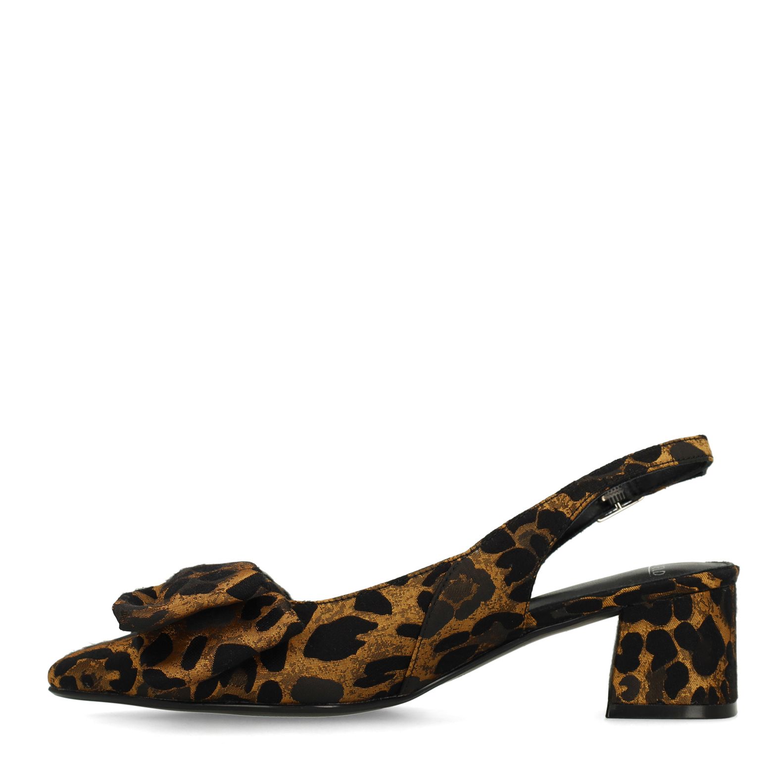 Zwarte leopard slingbacks met strik