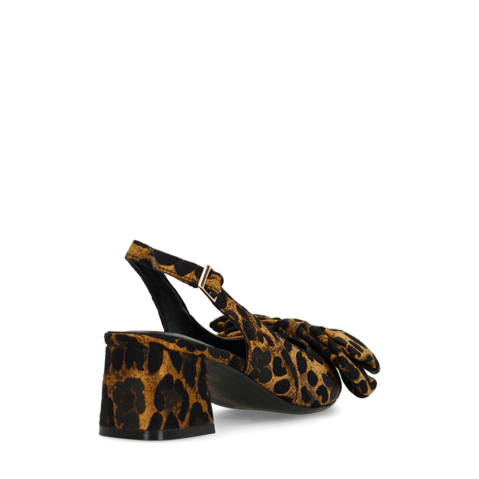 Zwarte leopard slingbacks met strik