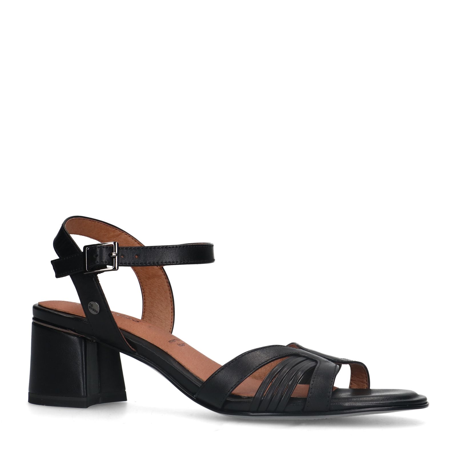 Zwarte leren sandalen met hak