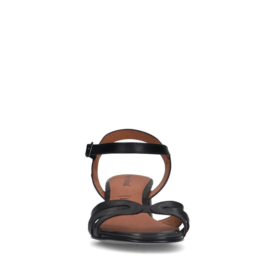 Zwarte leren sandalen met hak