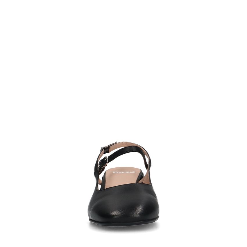 Schwarze Slingbackpumps aus Leder