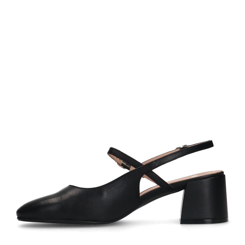 Zwarte leren slingbacks