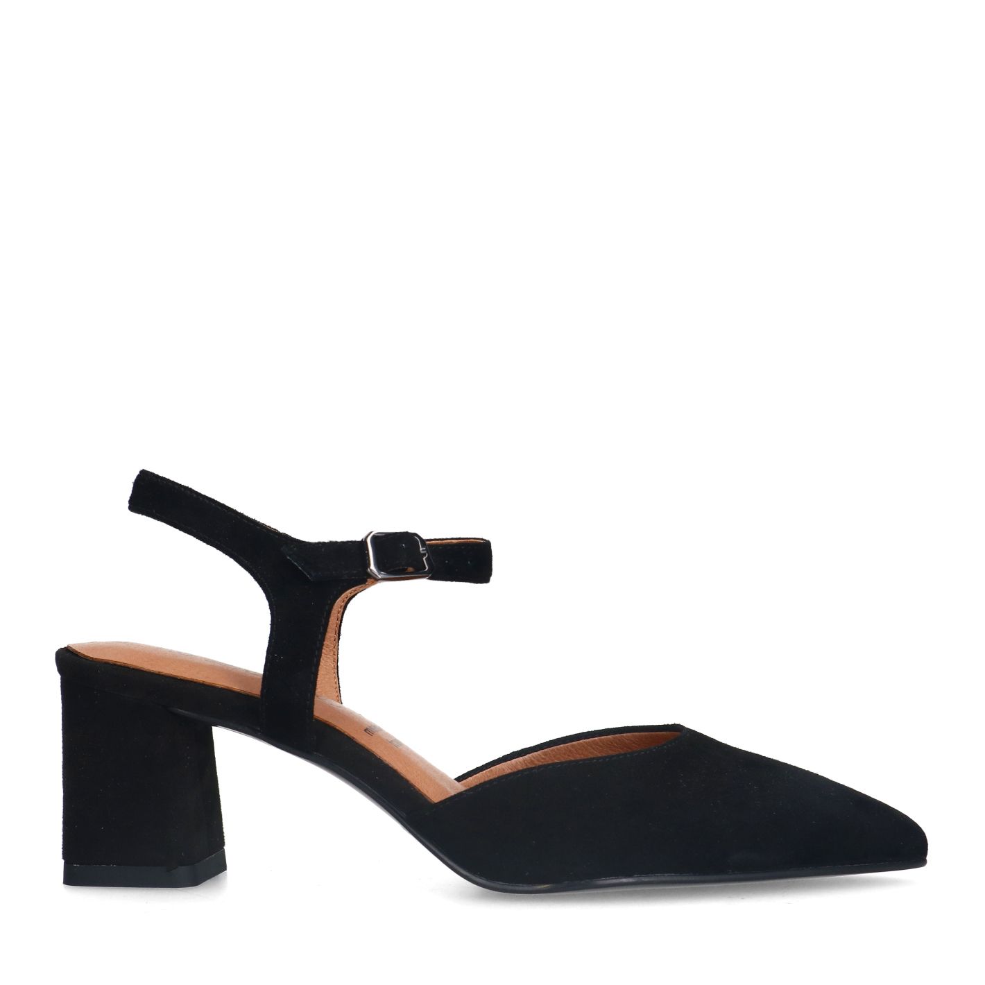 Schwarze Slingbackpumps aus Veloursleder