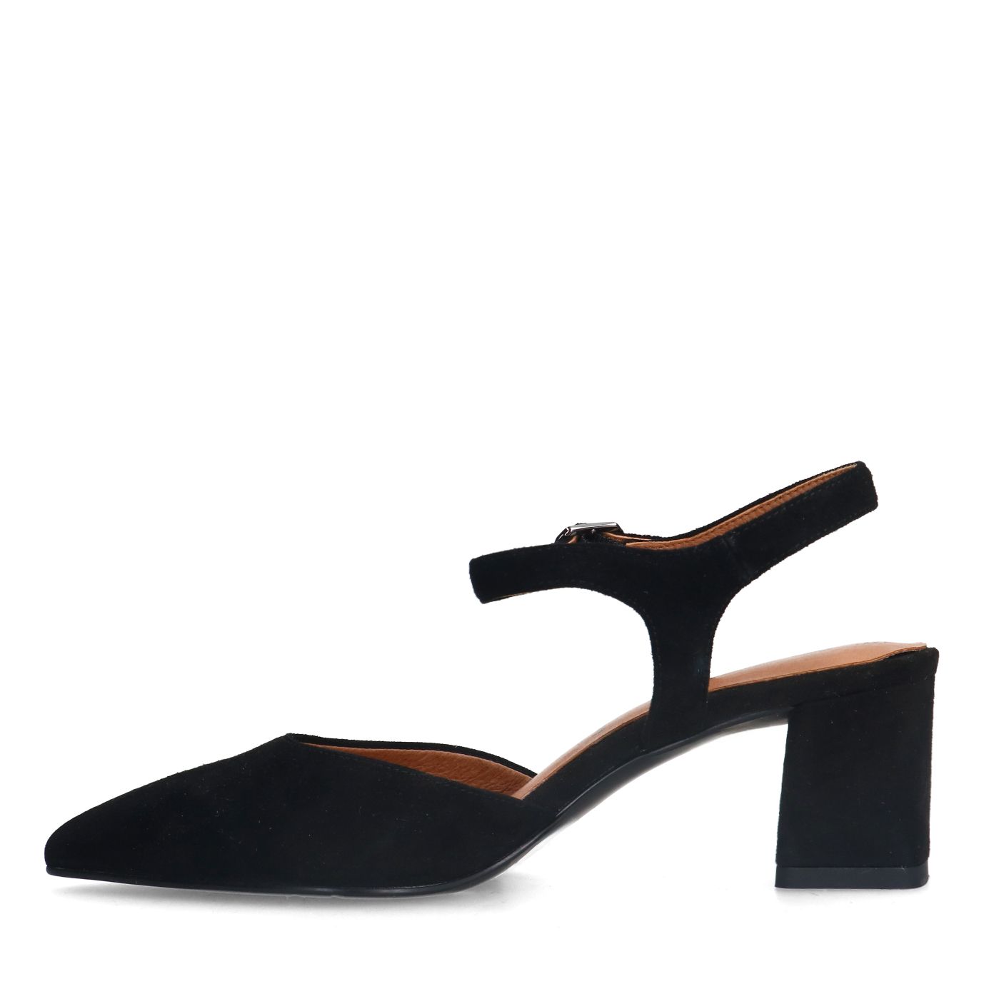Zwarte suède slingbacks