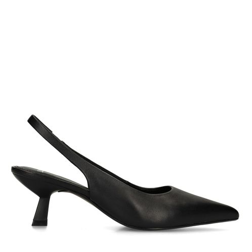 Schwarze Slingbackpumps aus Leder
