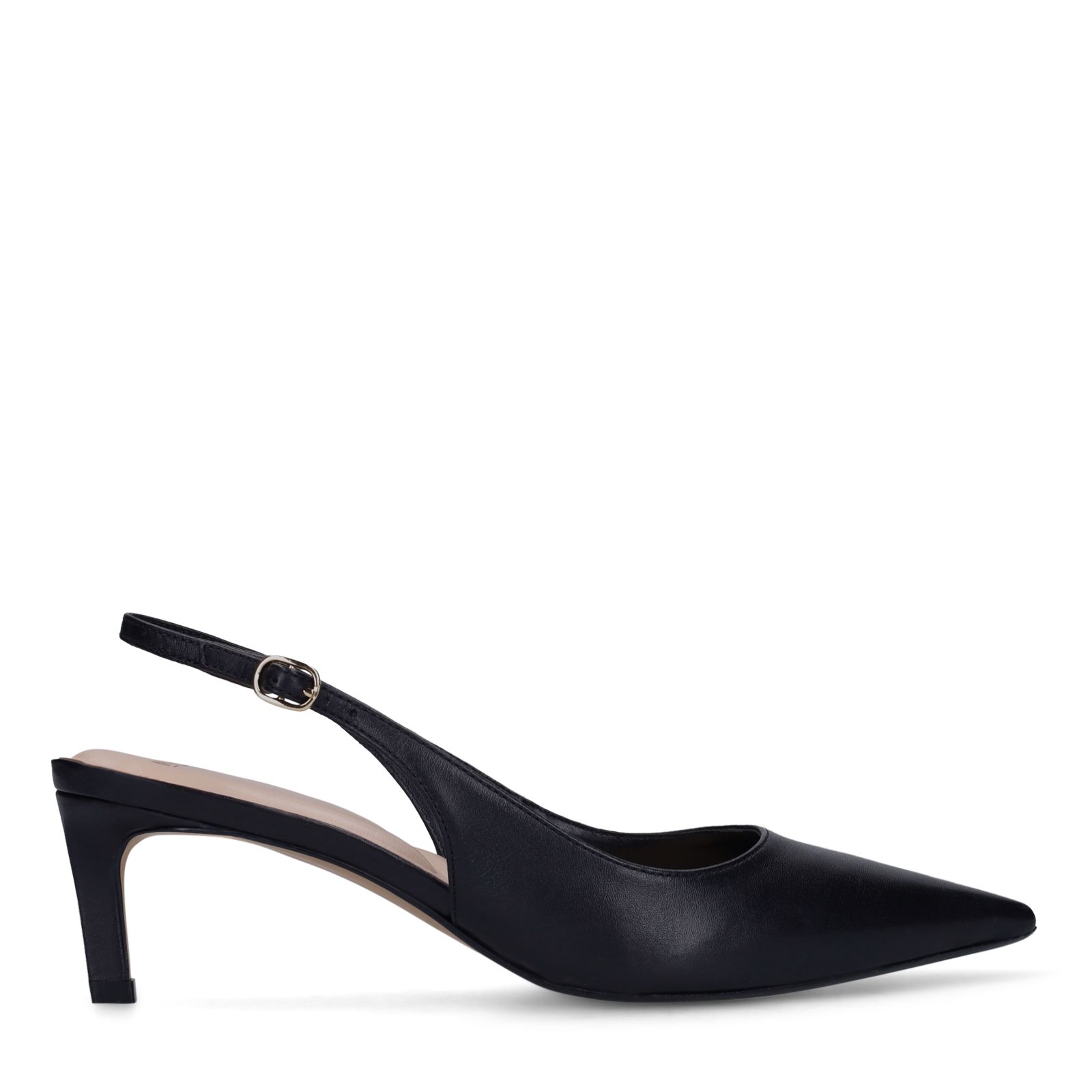 Schwarze Slingbackpumps aus Leder