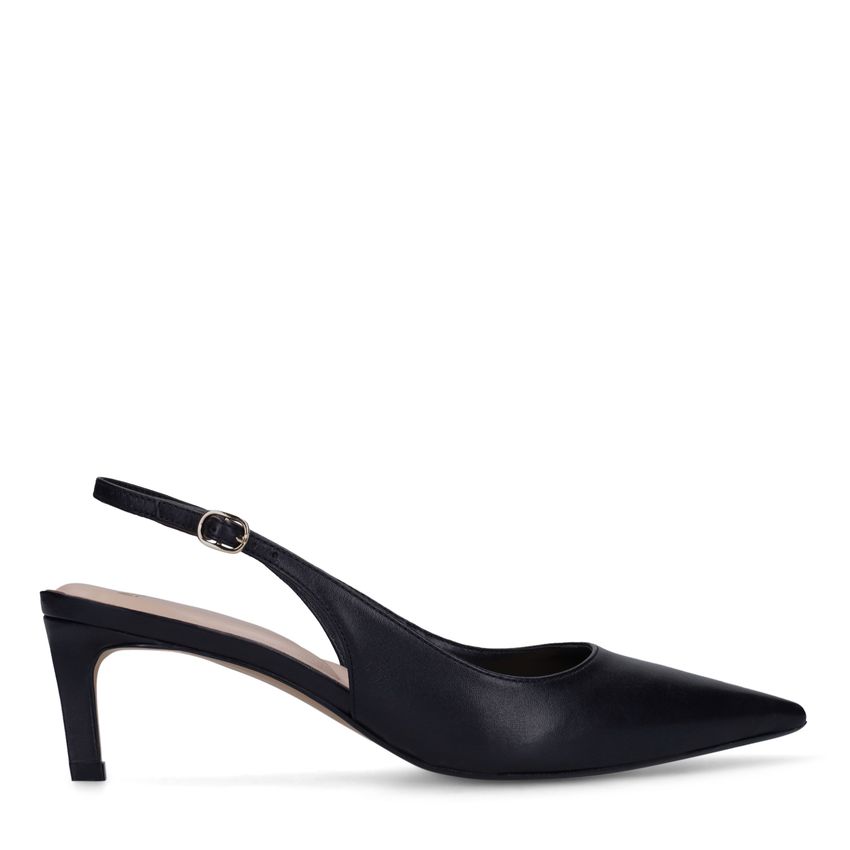Zwarte leren slingbacks