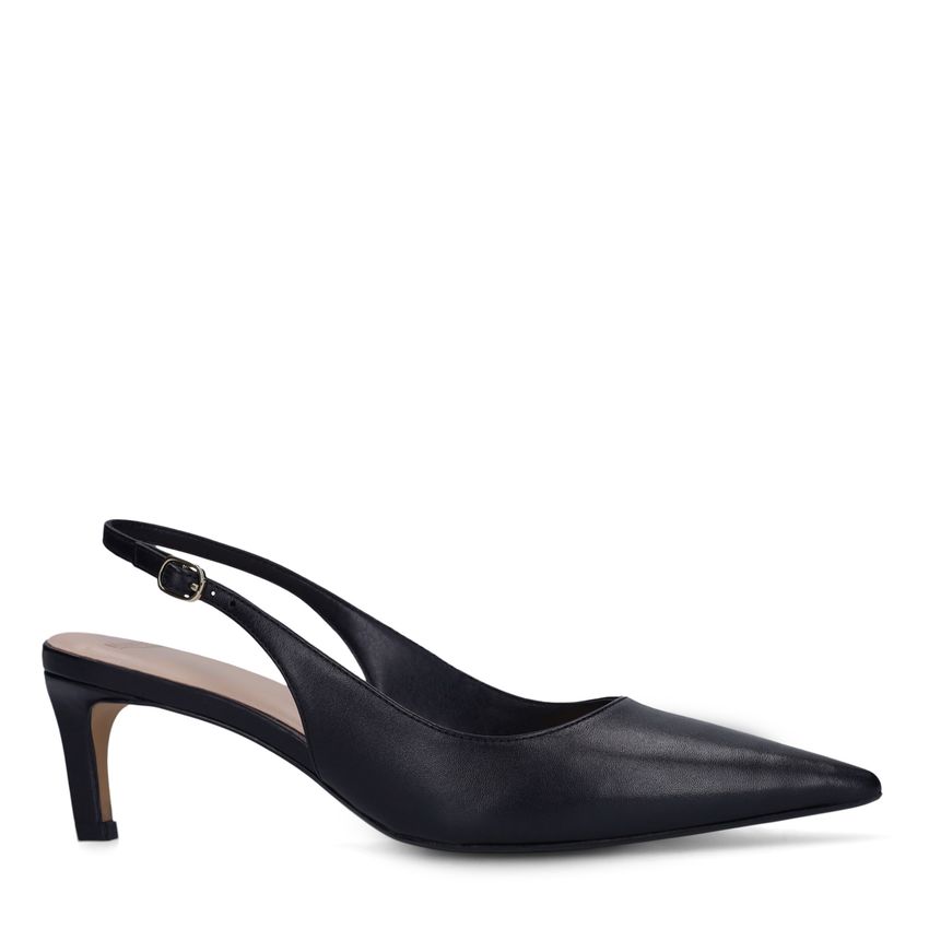 Zwarte leren slingbacks