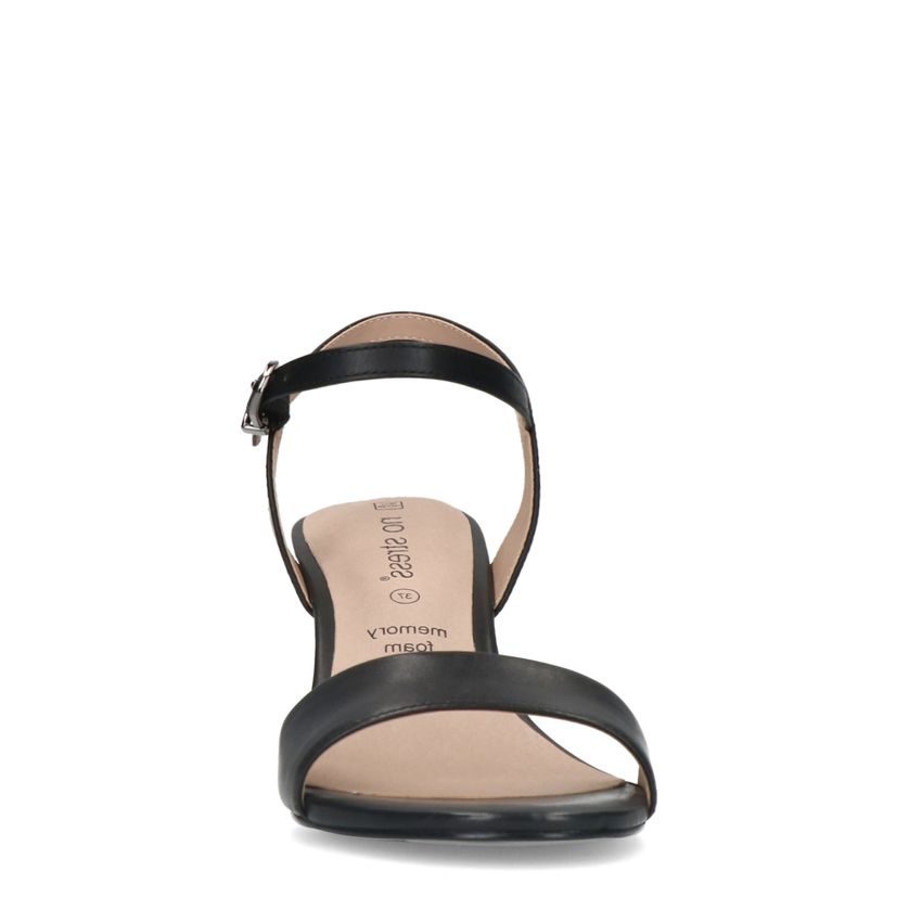 Zwarte leren sandalen met hak