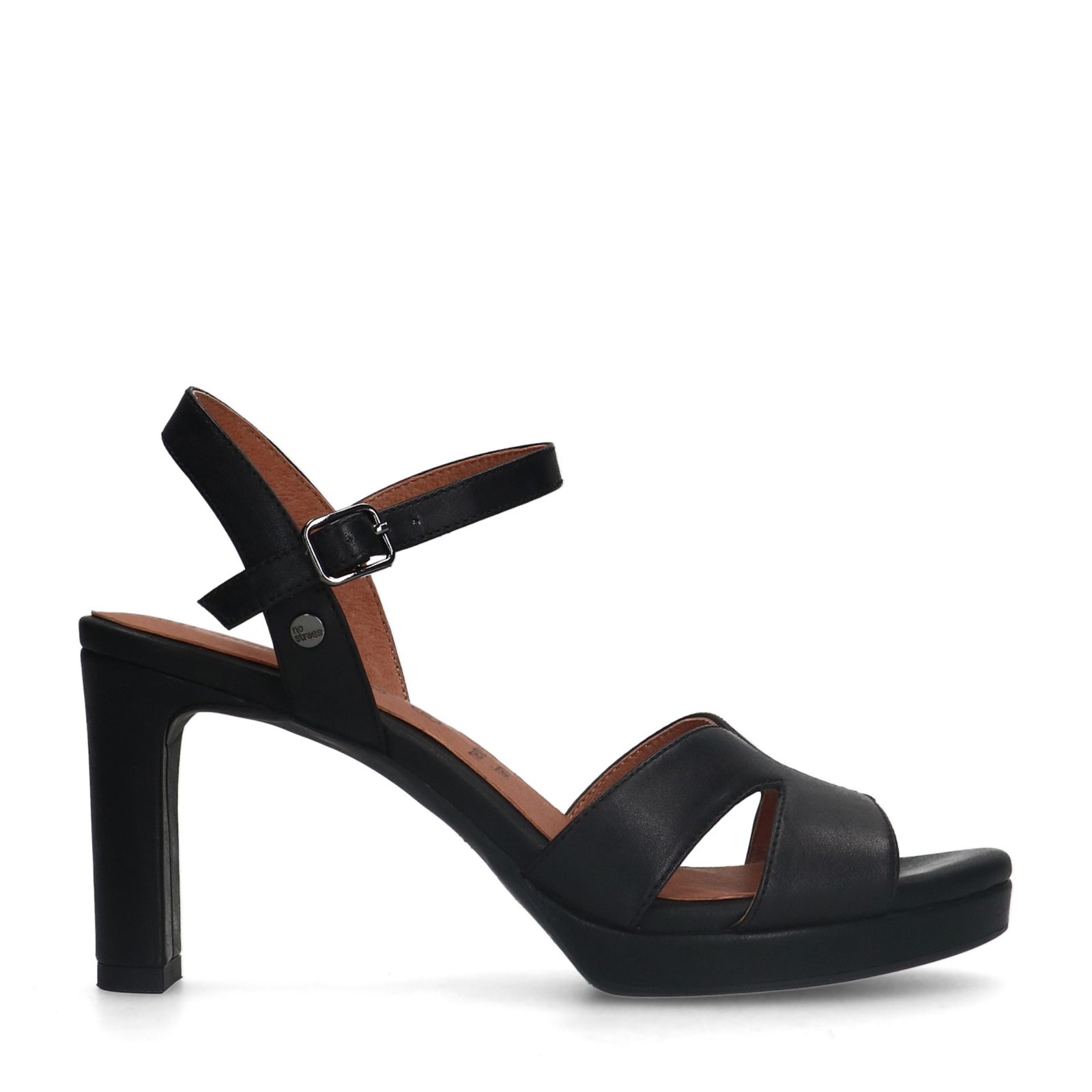 Zwarte leren sandalen met hak