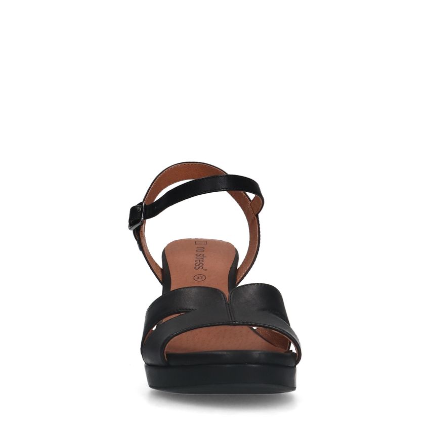 Zwarte leren sandalen met hak