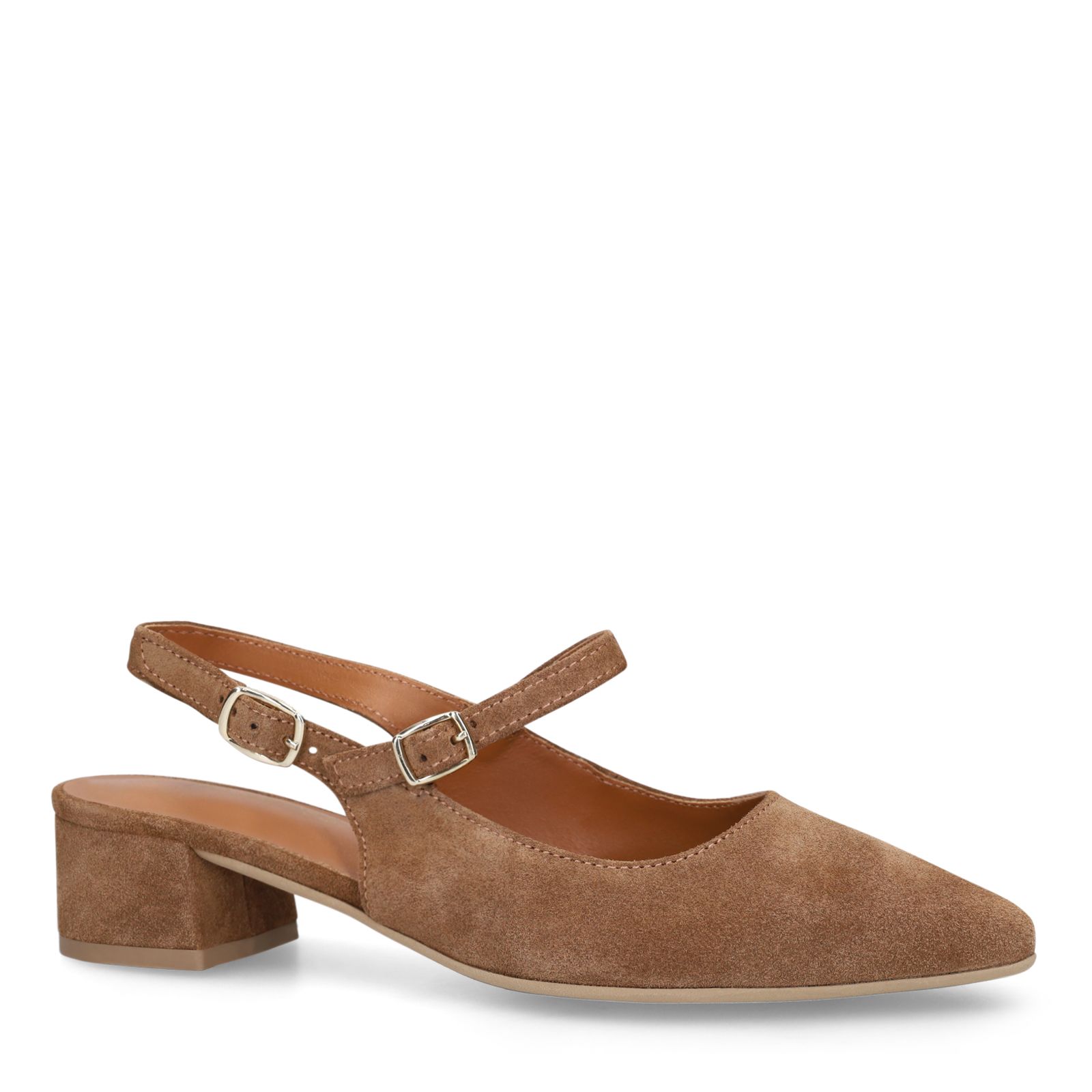 Bruine leren slingbacks