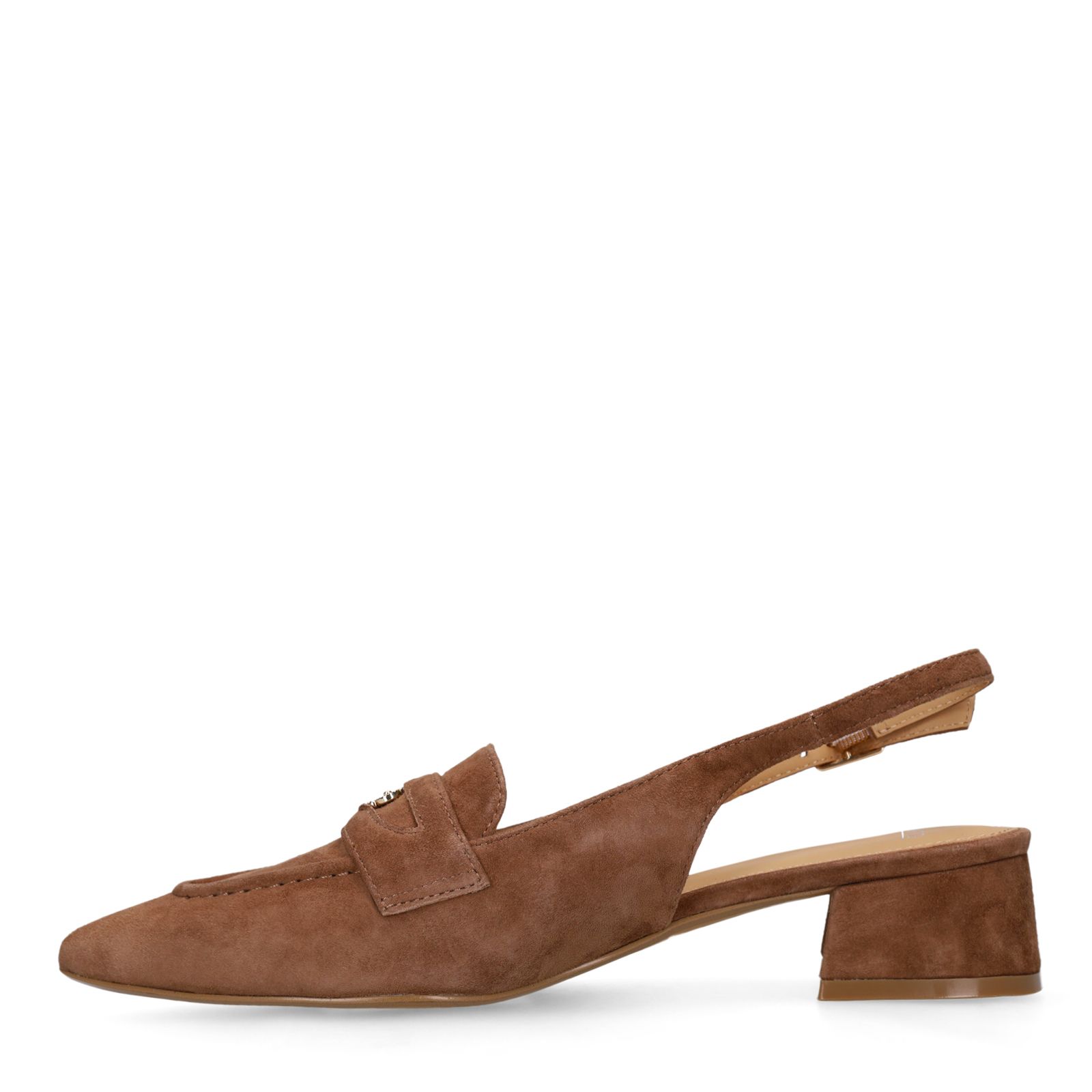 Braune Slingbackpumps aus Veloursleder
