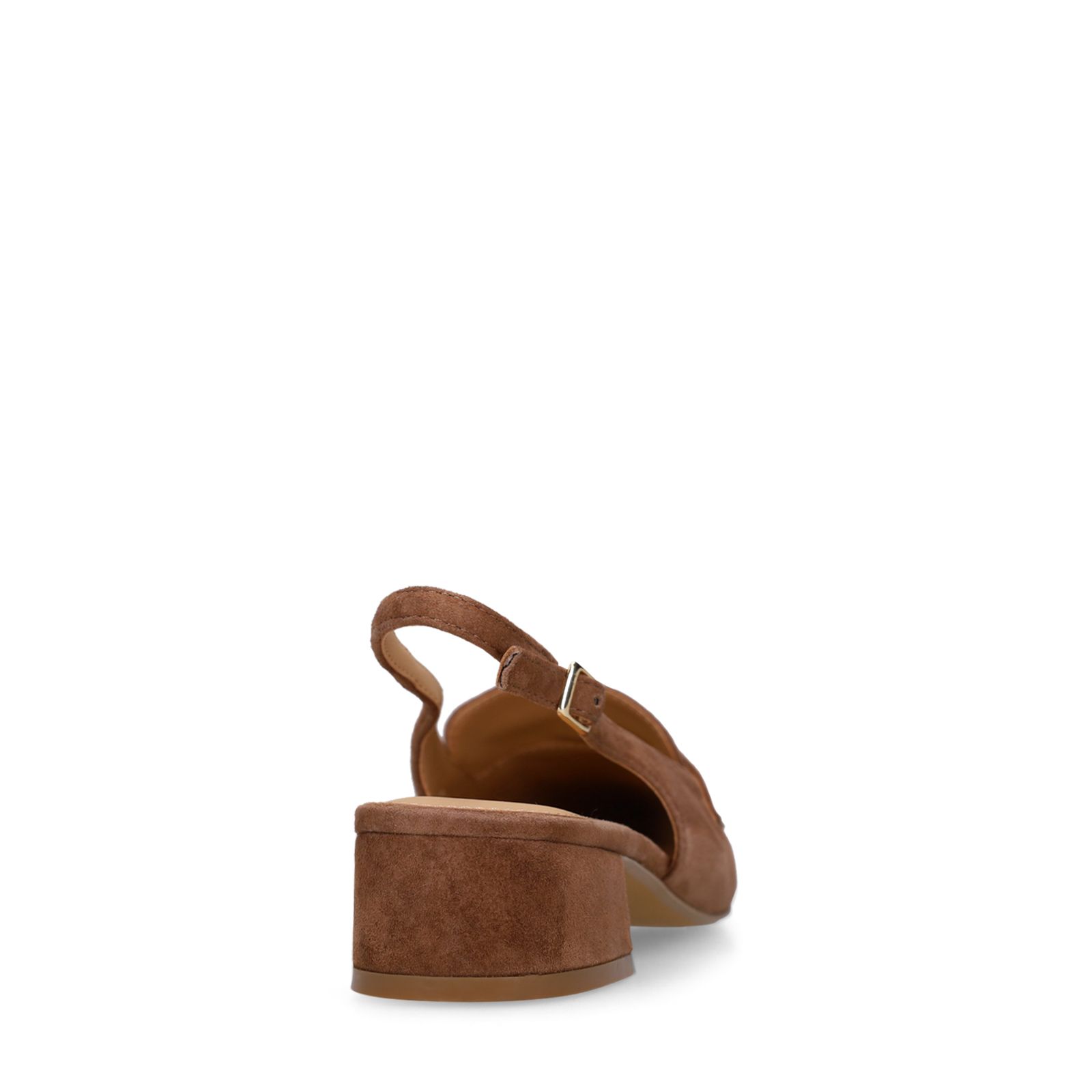 Braune Slingbackpumps aus Veloursleder