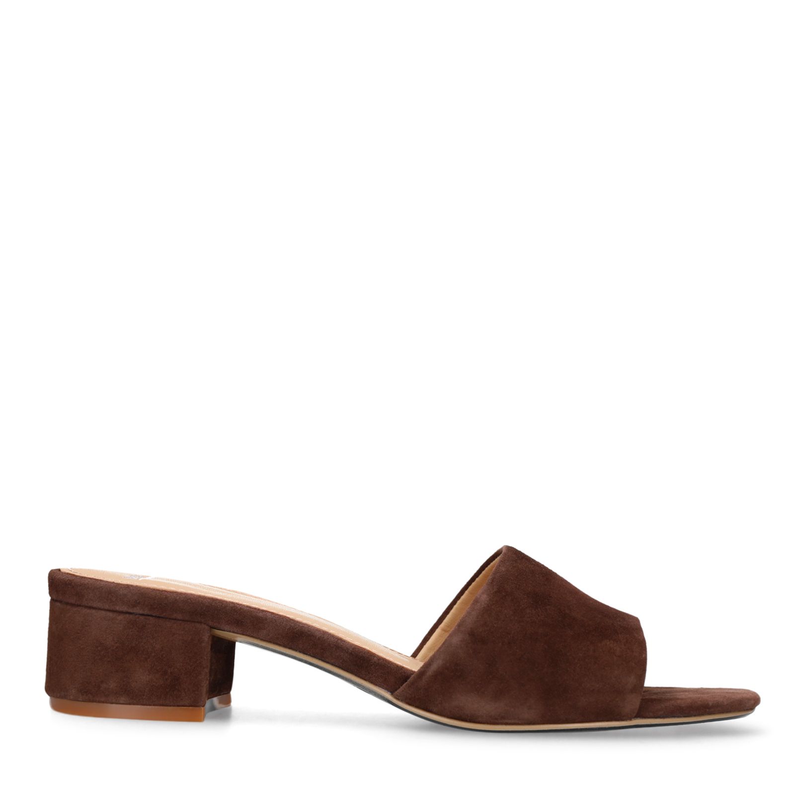 Bruine suède sandalen met hak