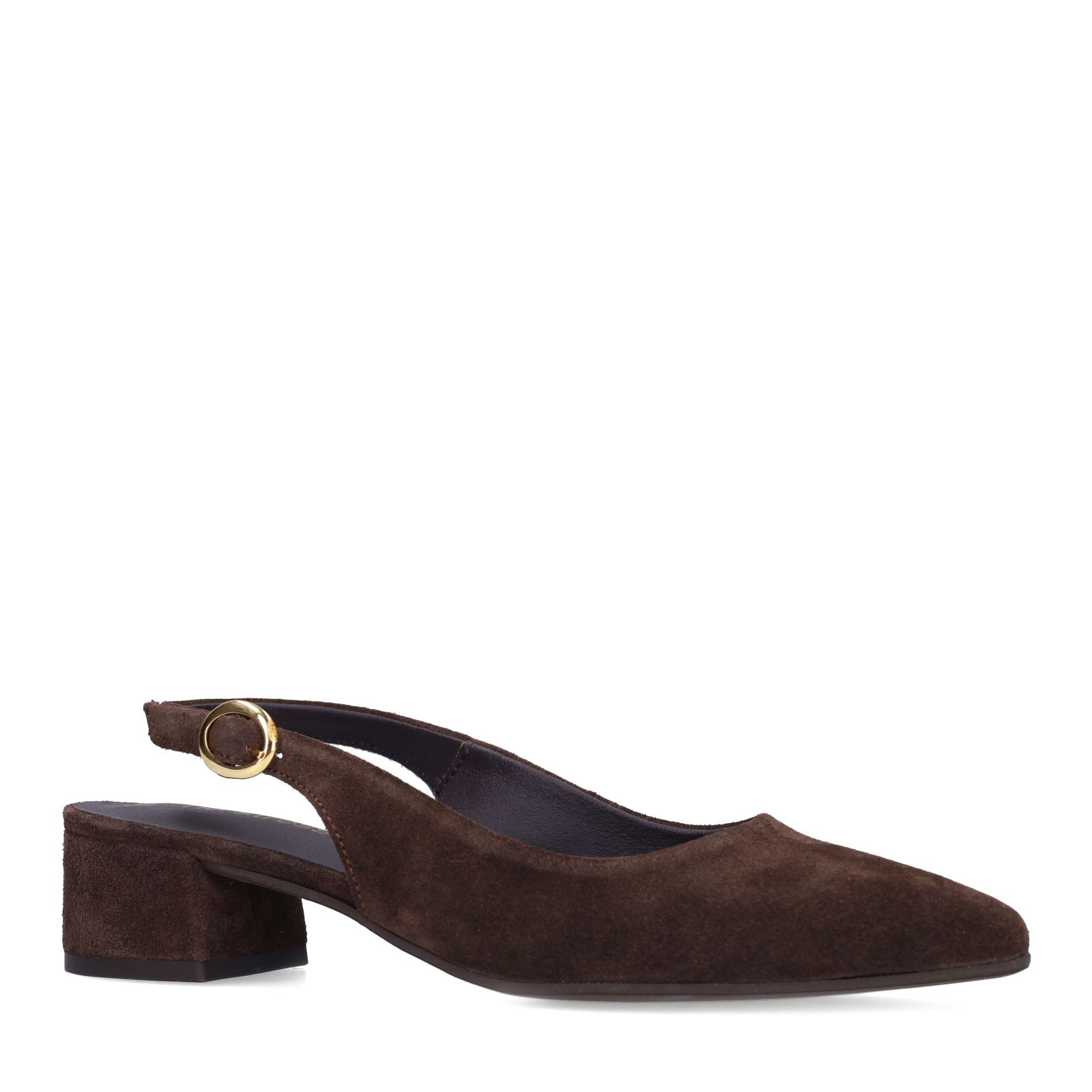 Braune Slingbackpumps aus Veloursleder