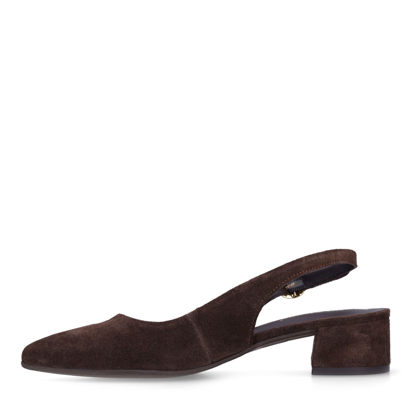 Braune Slingbackpumps aus Veloursleder