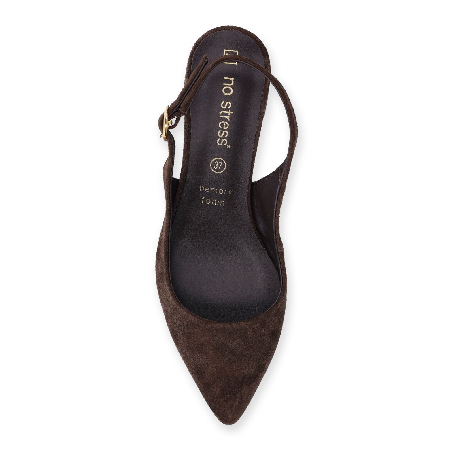 Braune Slingbackpumps aus Veloursleder