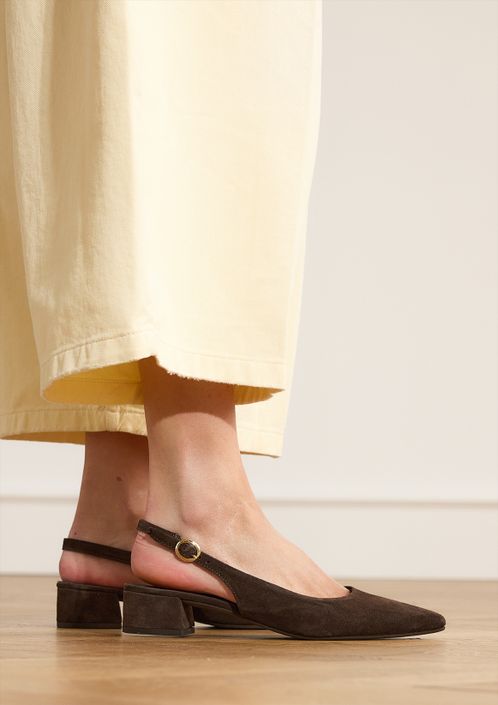 Bruine suède slingbacks
