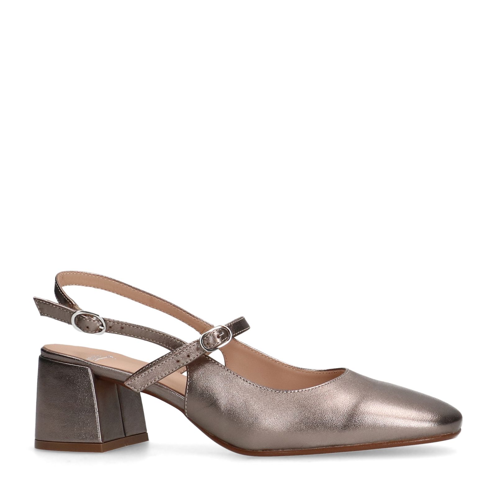 Metallic leren slingbacks