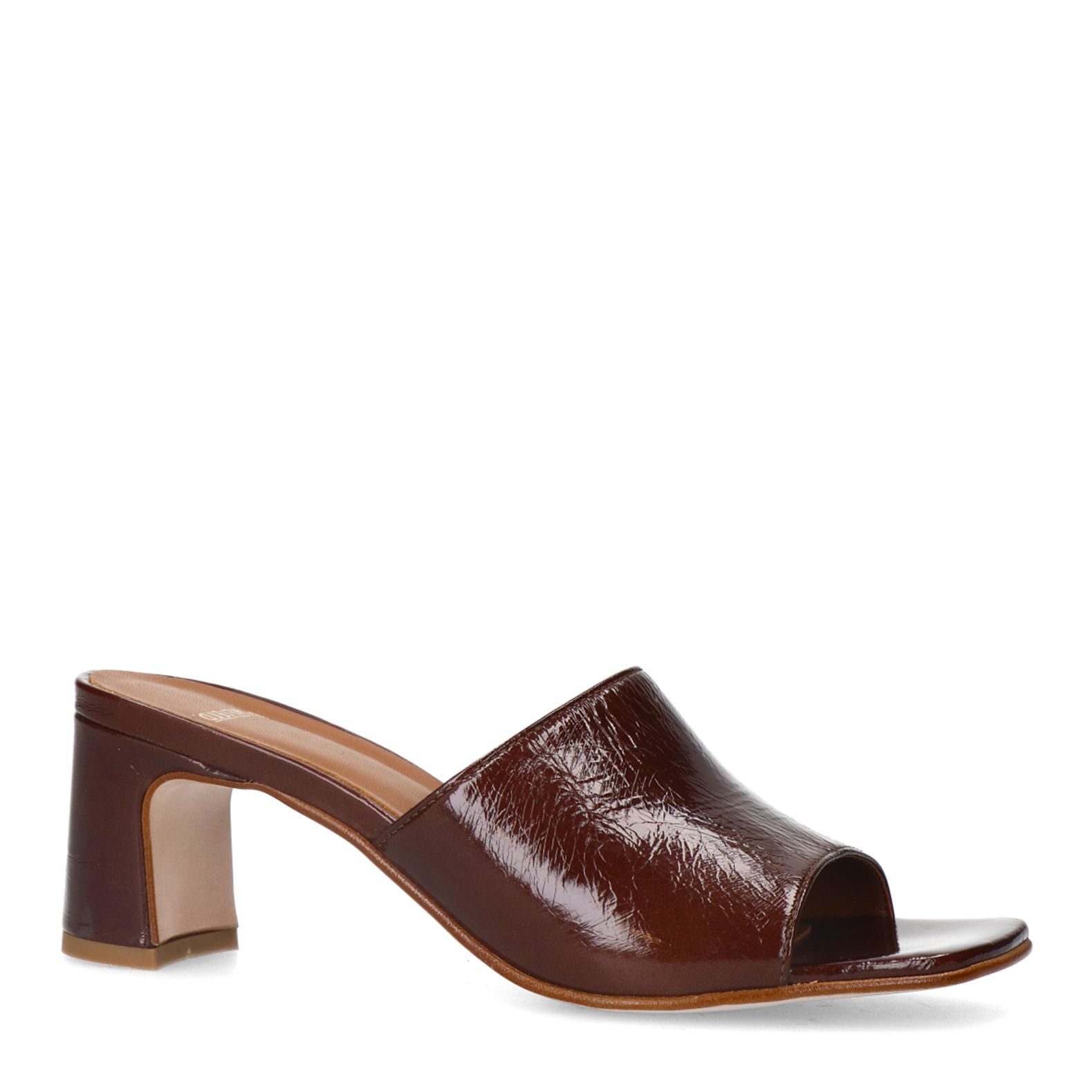 Bruine lakleren sandalen met hak