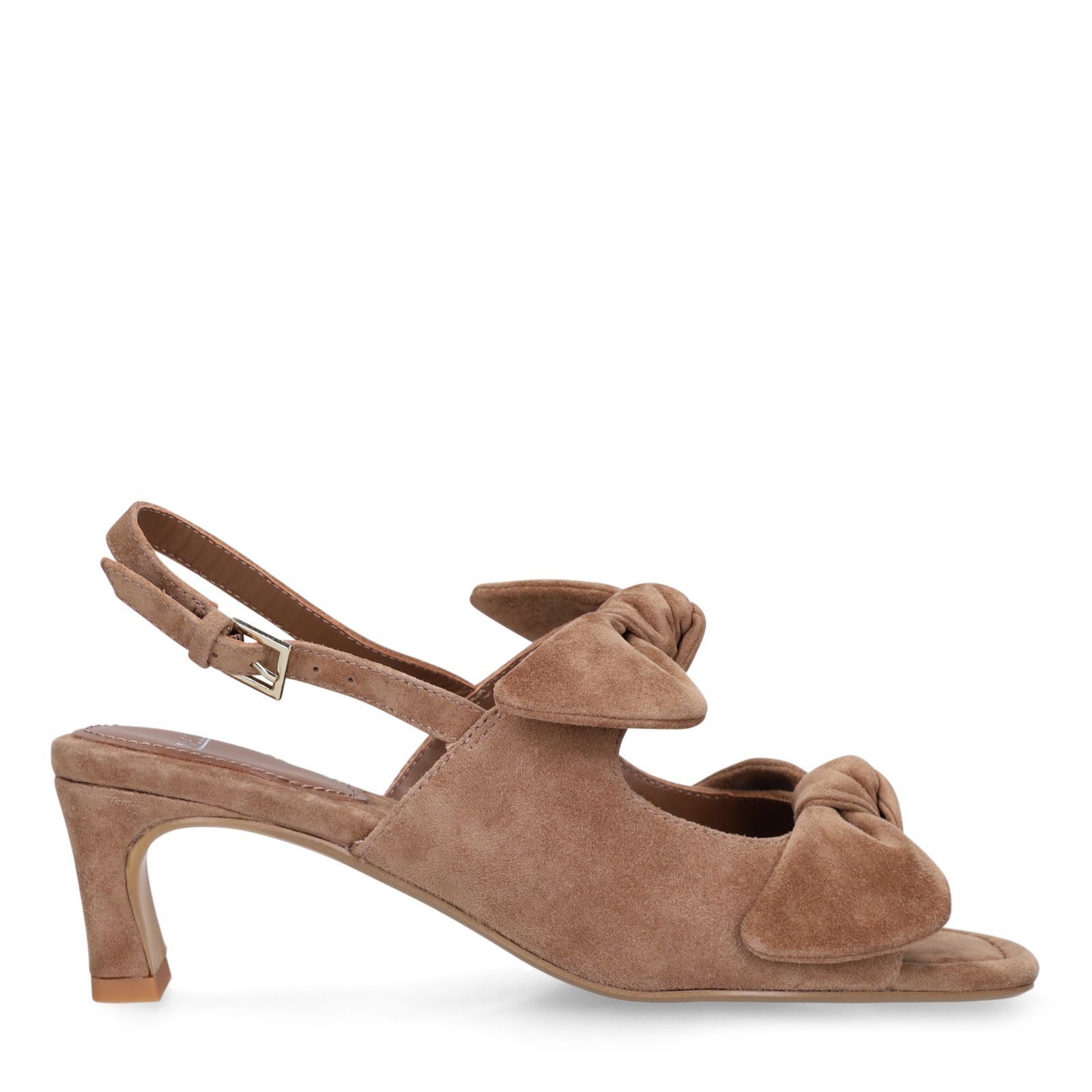 Braune Slingbackpumps aus Veloursleder