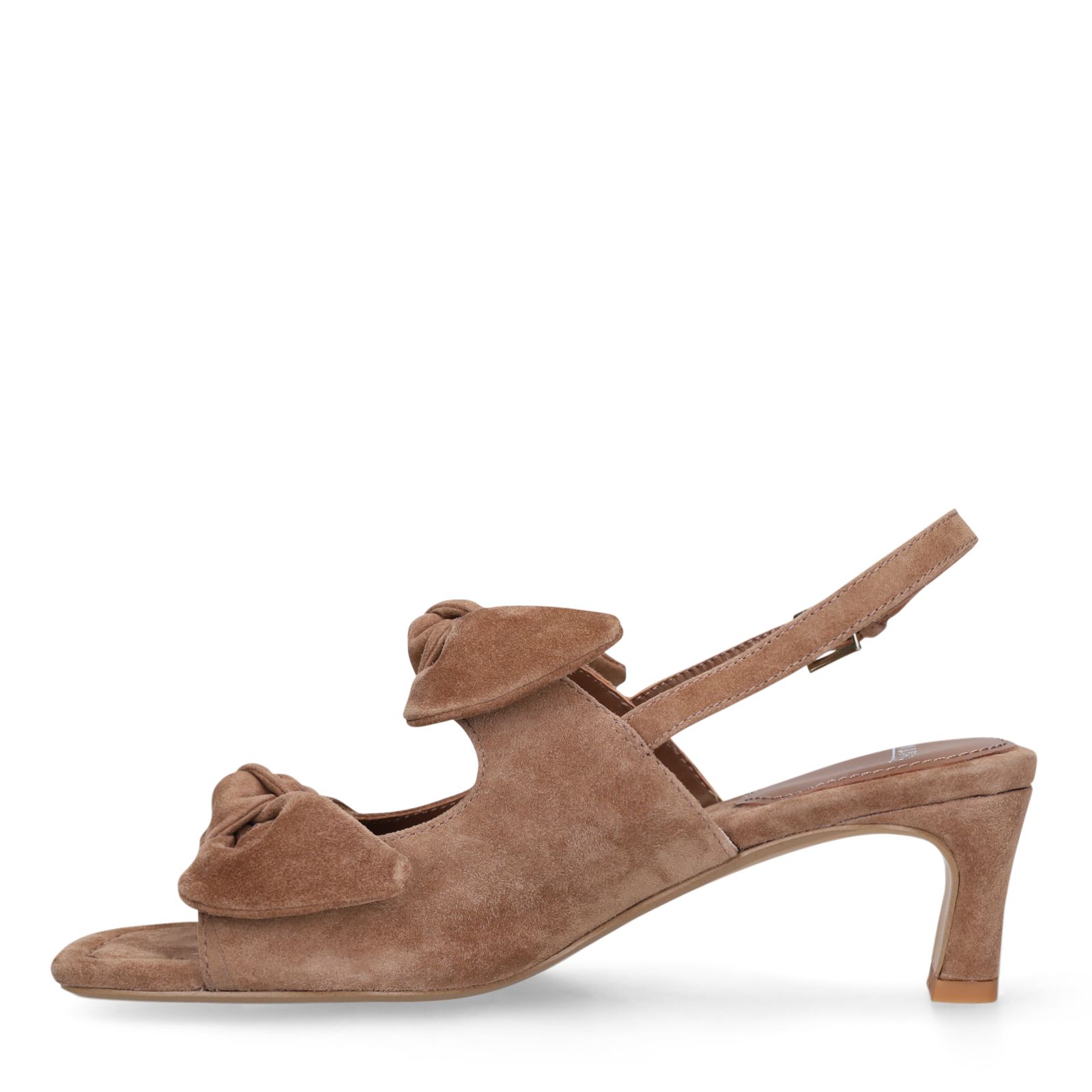 Braune Slingbackpumps aus Veloursleder