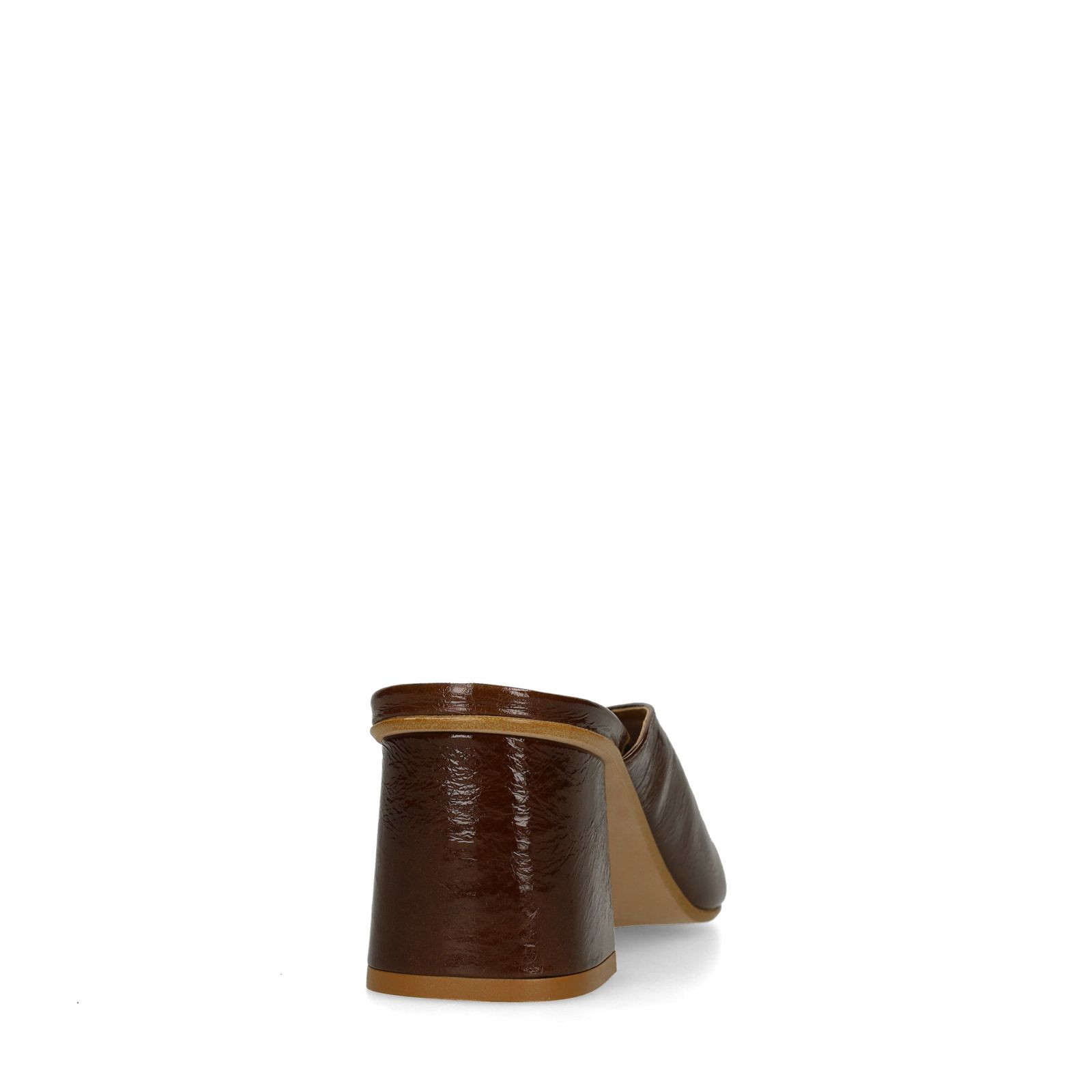 Donkerbruine lakleren sandalen met hak