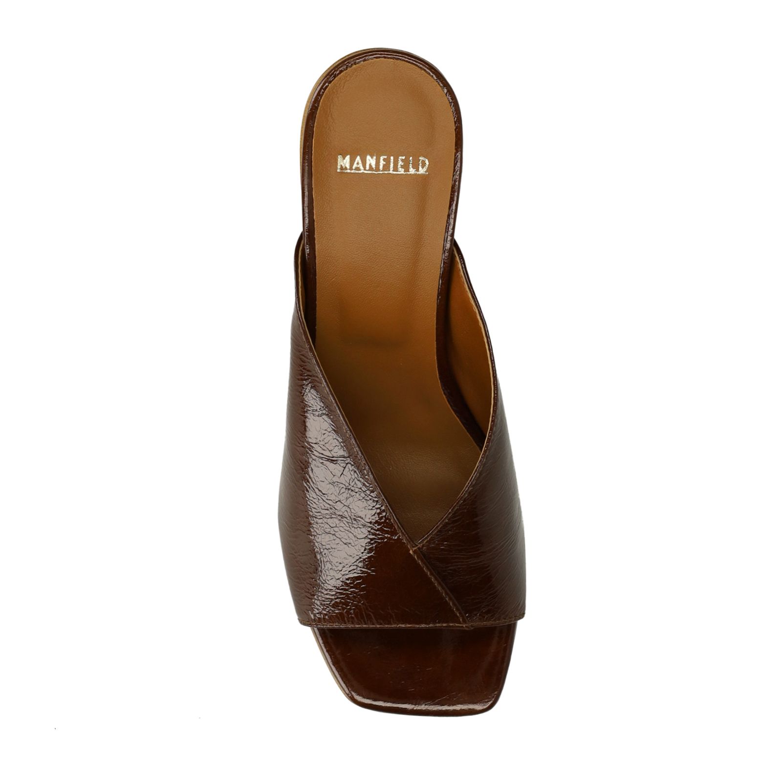 Donkerbruine lakleren sandalen met hak