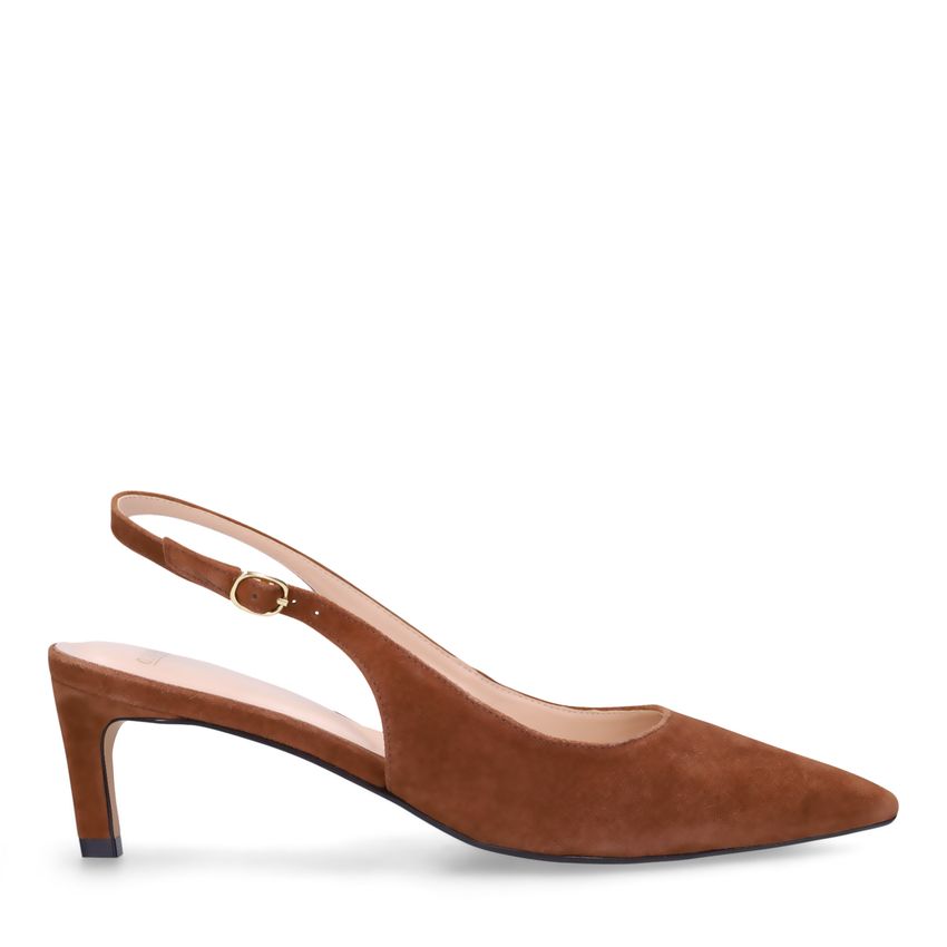 Bruine suède slingbacks