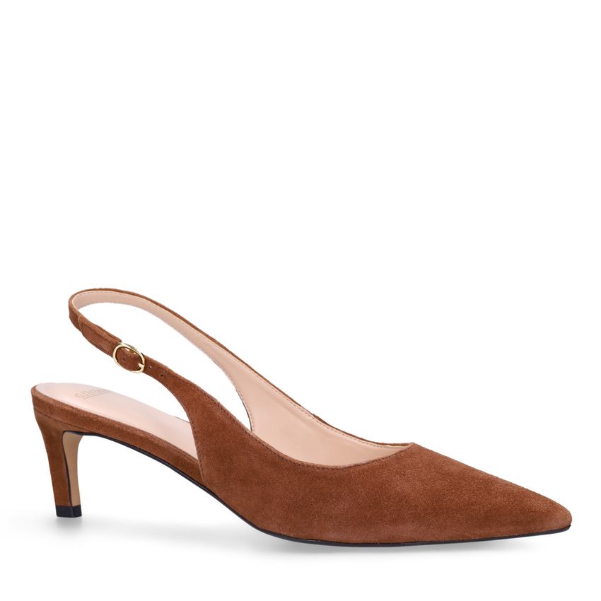 Bruine suède slingbacks
