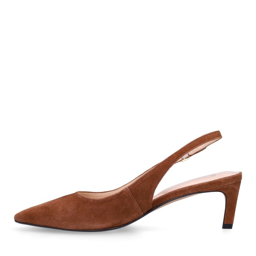 Bruine suède slingbacks
