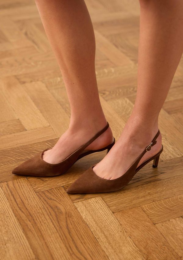 Bruine suède slingbacks