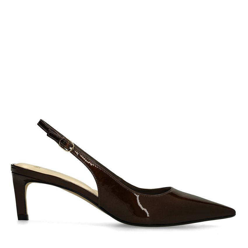 Bruine lak slingbacks